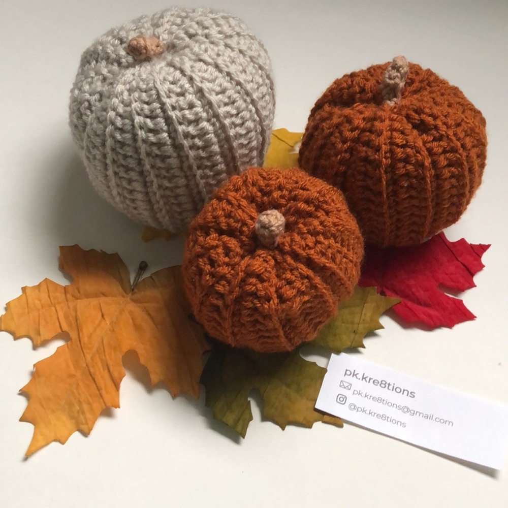 Handmade Crochet Pumpkins Set of 3